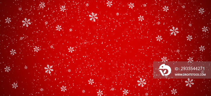 Christmas snowy winter design. Snow red background.  Blurred background