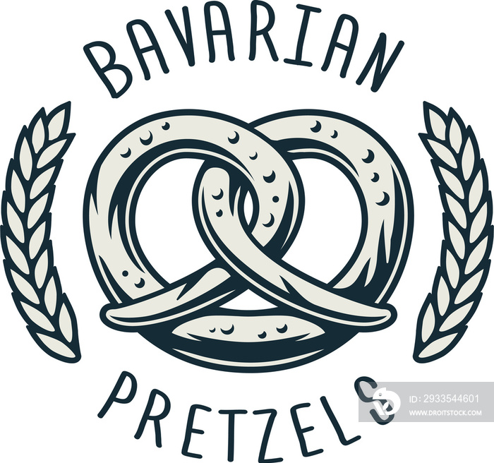 Emblem of bavarian pretzel for beer festival or menu