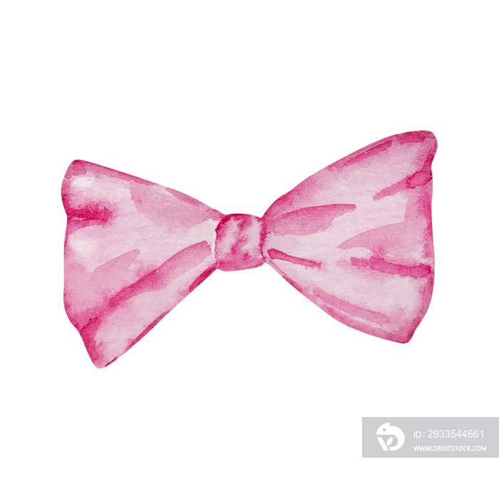 Watercolor pink bow Valentine Day