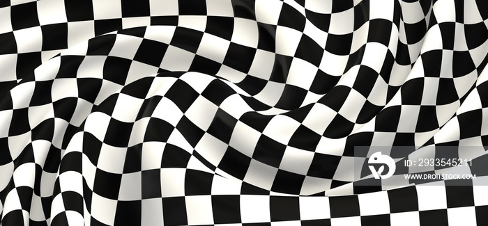 Checkered flag, race flag background 3d.