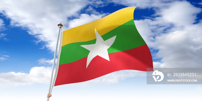Myanmar - waving flag - 3D illustration