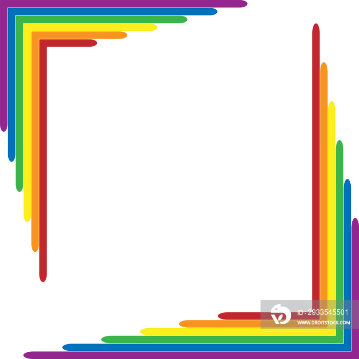 LGBT rainbow frame in rectangle shape for logo, template, banner. PNG transparent.