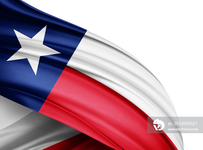 texas flag of silk with copyspace for your text or images and white background-3D illustration