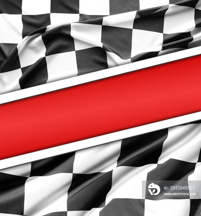 Checkered flag on red