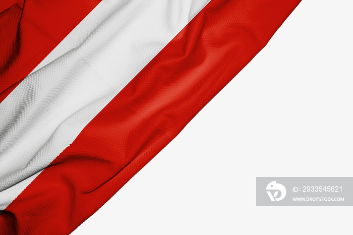 Austria flag of fabric with copyspace for your text on white background.