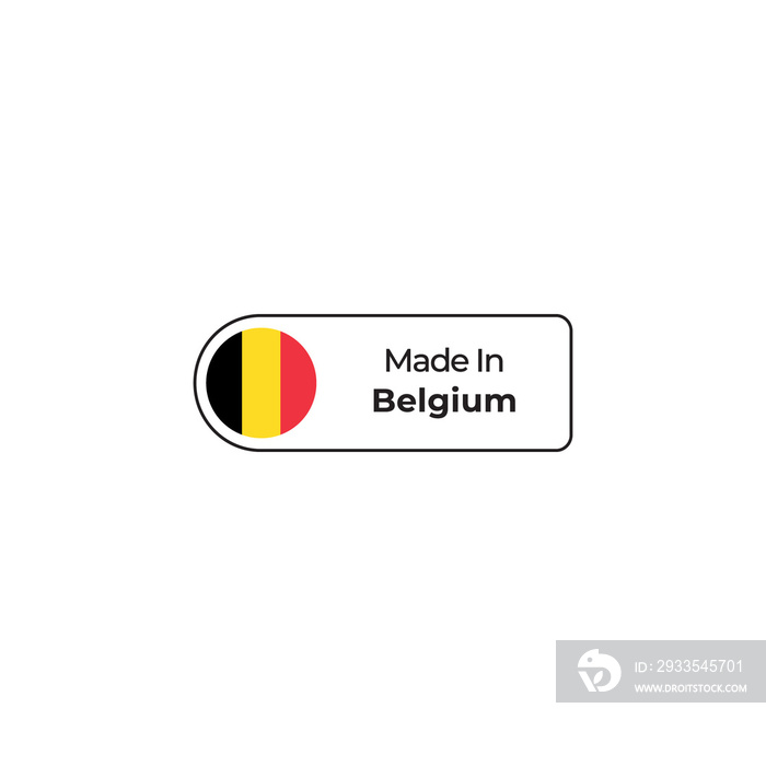 Made in Belgium png label design with flag