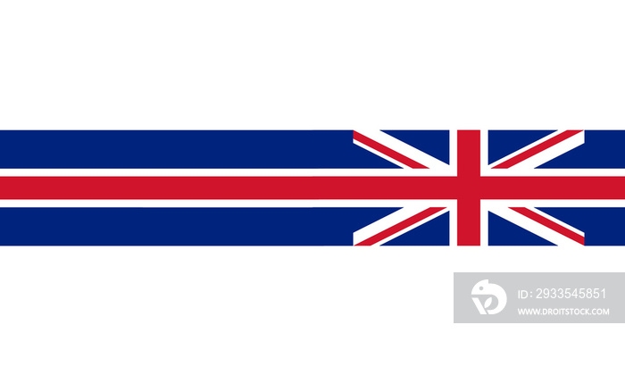 united kingdom, union jack flag and with flag strip placed right, with graphics for illustration. Coronation king Charles III. English language, Great Britain flag, graphic background