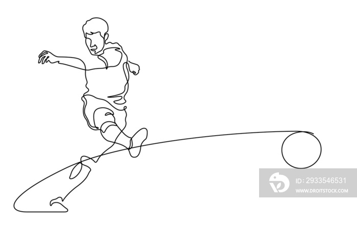 soccer player kicking a ball line art illustration