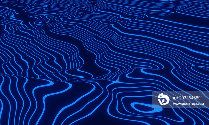 Blue topographic contour lines. Abstract mountain.