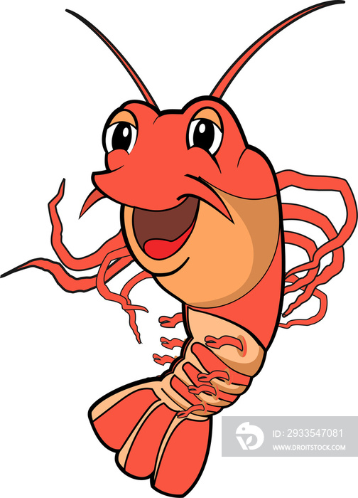 Cute cartoon shrimp PNG transparent background