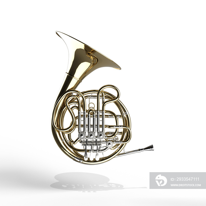 French Horn CG Rendering Image ホルン フレンチ ホルン 影付き 透過影 半透明影 透過PNG