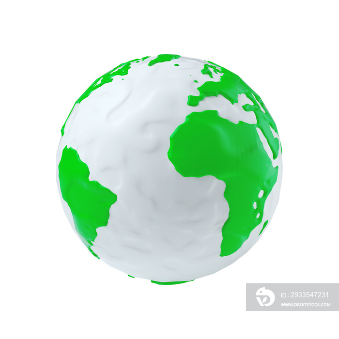 Earth Globe Modeling from Plasticine White and Green Clay. 3d Rendering