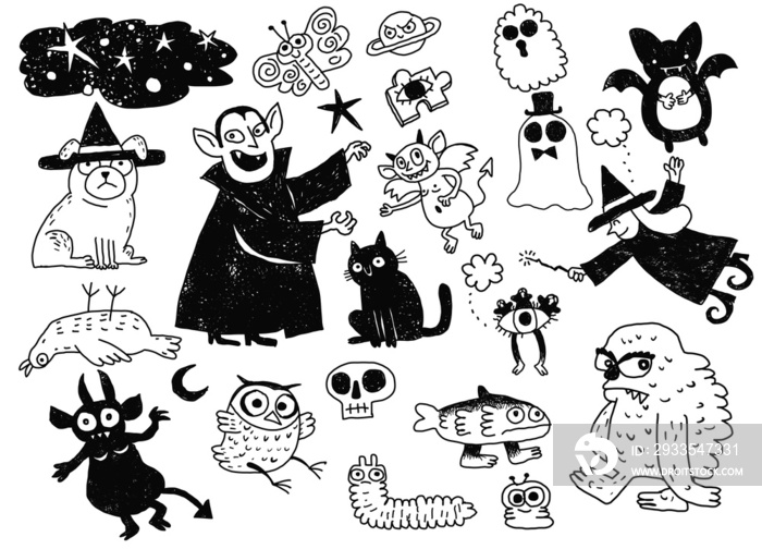 Old school traditional  flash sheet illustrations, hand drawn clip art and graphic design elements are isolated., illustration for coloring book