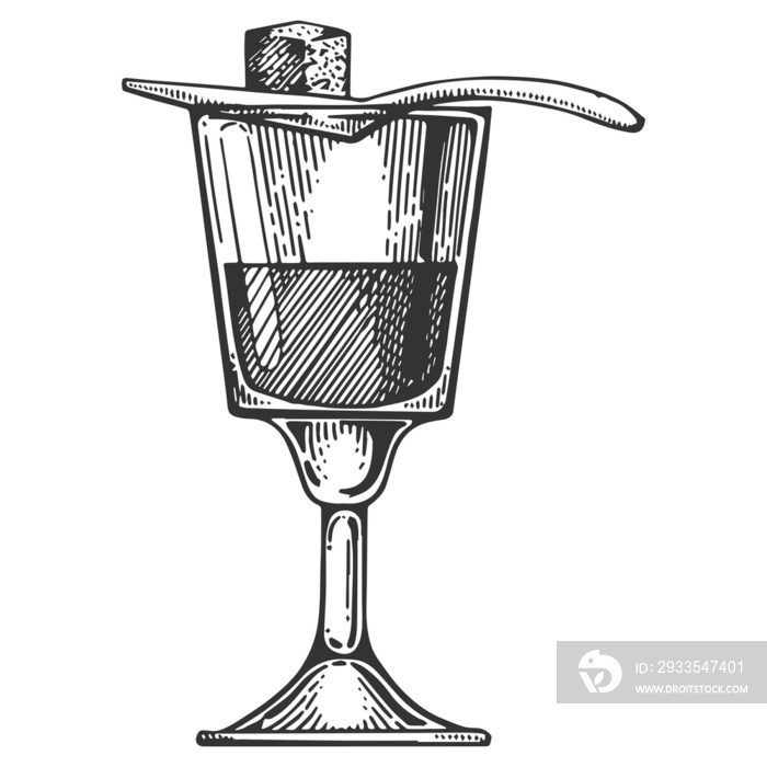 Absinthe alcohol drink engraving PNG illustration with transparent background