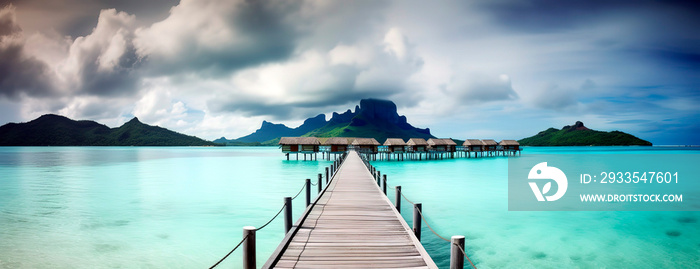 Pier in a tropical island paradise in beautiful clear water.