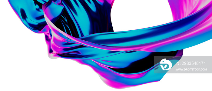 Fluid design twisted shapes holographic 3D abstract background iridescent wallpaper