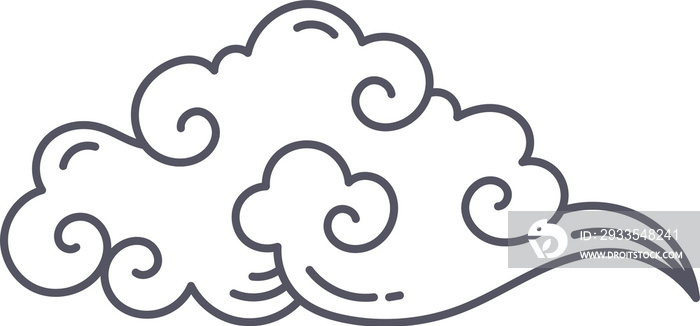 Oriental Style Cloud Doodle Element