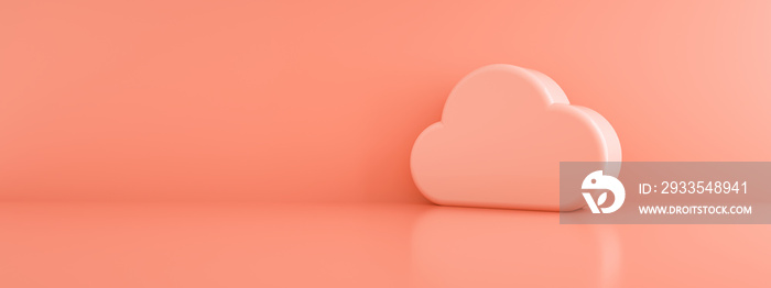 file storage in cloud, cloud over pink background, 3d render, panoramic image