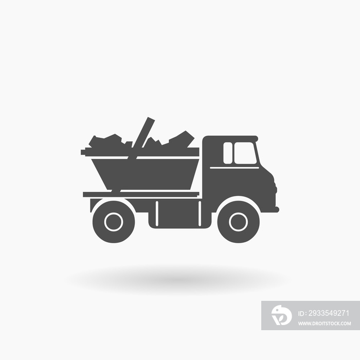 Dump Truck Skip Industrial Vehicle Icon Illustration silhouette.