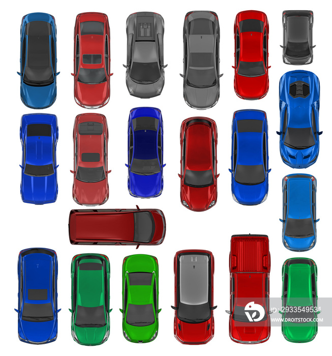 20 Cars top view renders