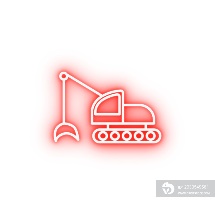 caterpillar excavator neon icon