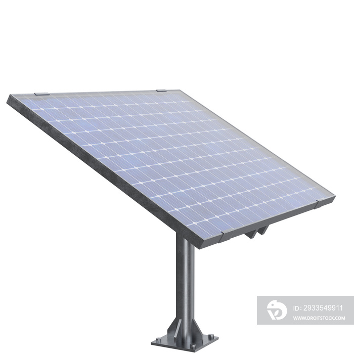 3D rendering illustration of a solar panel on a pole stand