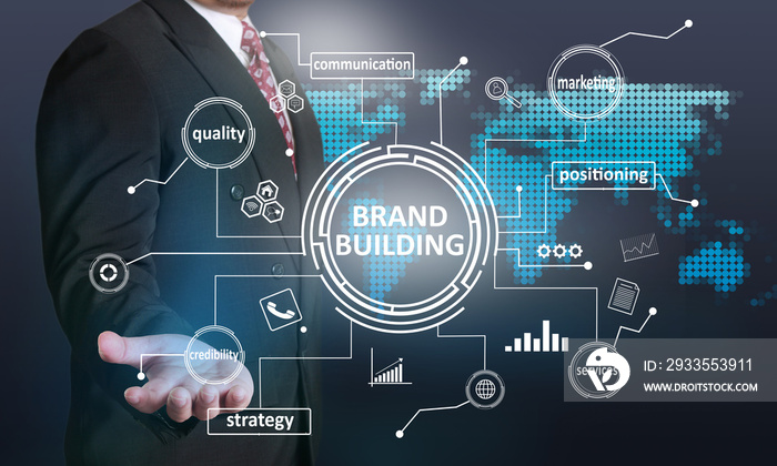 Brand Building, Business Marketing Words Quotes Concept