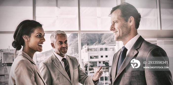 Businessman introducing a colleague