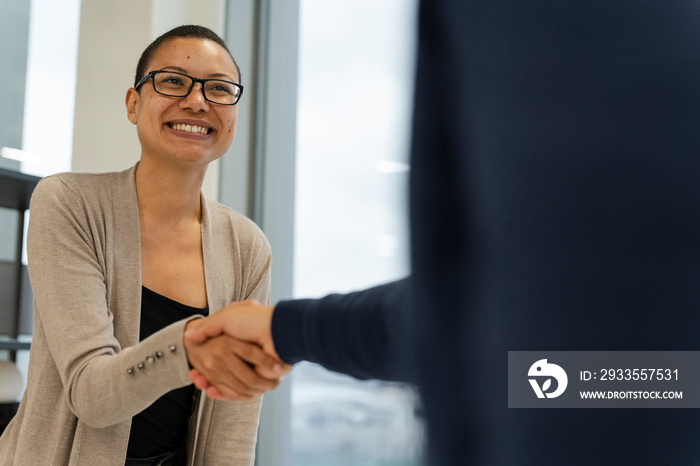 Business people greeting in office