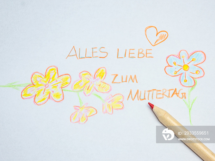 Alles Liebe zum Muttertag gemalt im Kindergarten