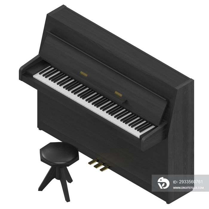 3d rendering illustration of a vertical piano