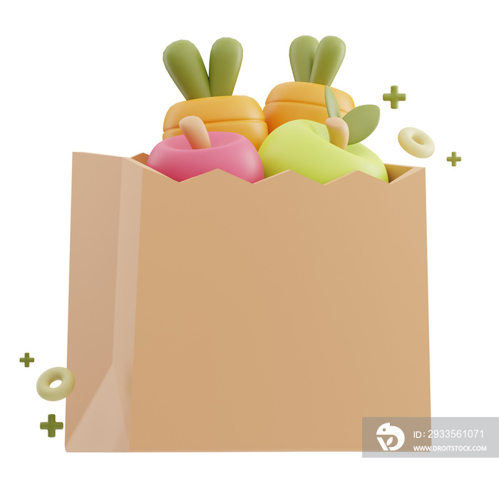 Shopping Bag grocery 3D illustration