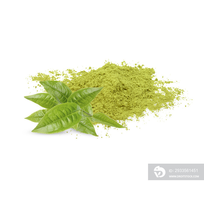 Powder green tea Isolated on transparent background. (.PNG)