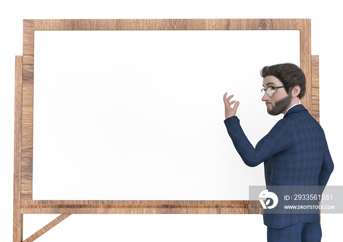 professor cartoon on the white chalkboard