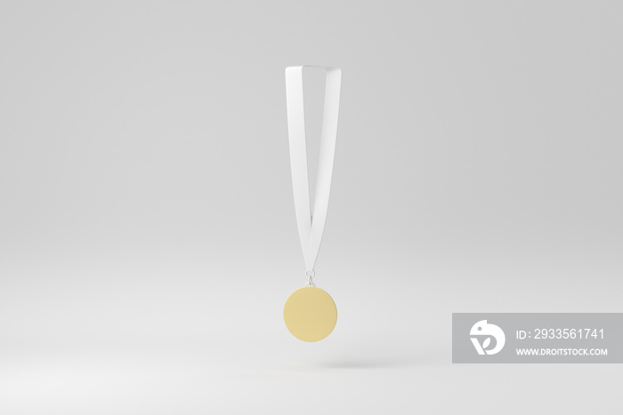 Gold medal on white background. Design Template, Mock up. 3D render.