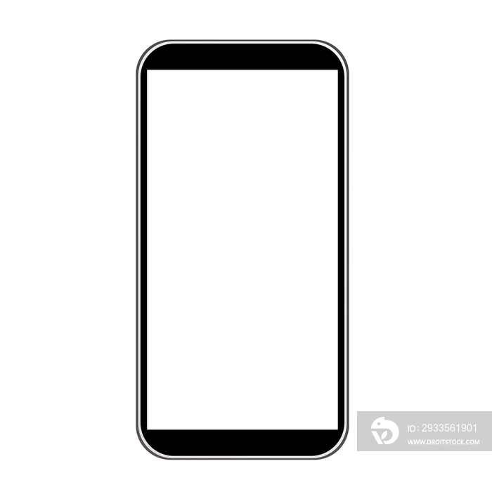 Smartphone with black and white screen, ,Isolated background , illustration