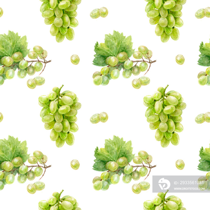 Grape hand draw seamless watercolor fabric pattern.