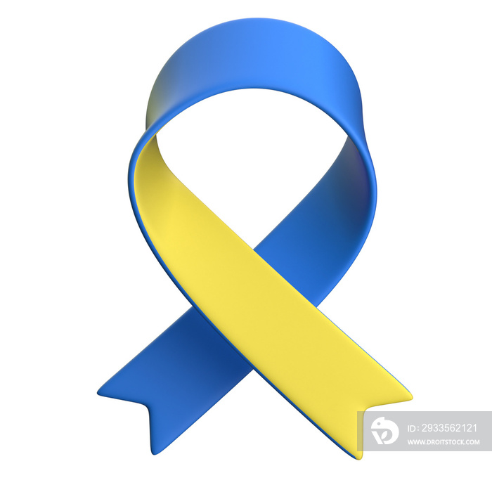 blue and yellow ribbon for down syndrome cancer