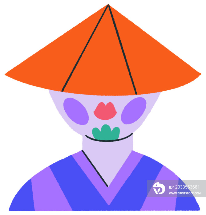 Colorful asian character