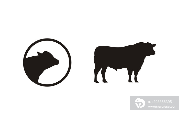 Cow logo template design abstract icon isolated white background