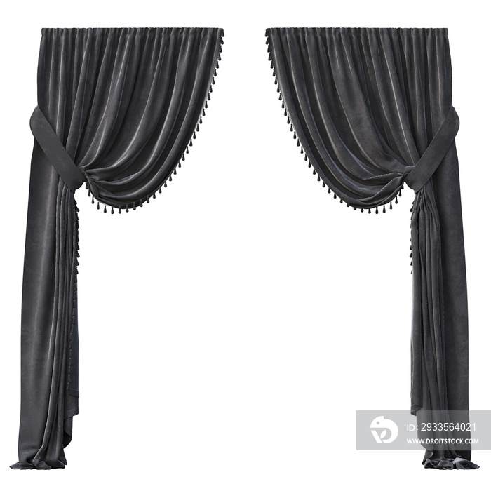 curtain isolated on a transparent background, interior furniture, 3D , cg render