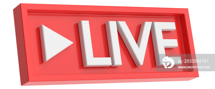 3D live icon. Live streaming.