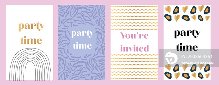 Set of party trendy templates.Birthday party, celebration, congratulations, invitation template.