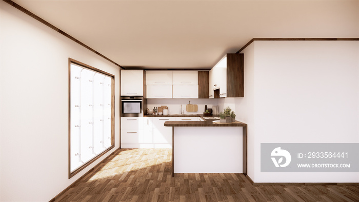 vintage Kitchen room interior japanese style.3D rendering