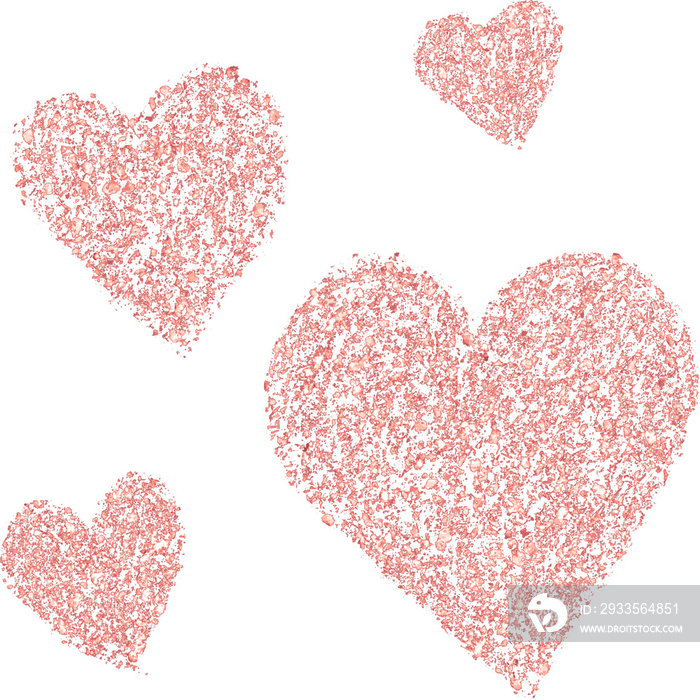 Rose gold glitter hand-drawn hearts