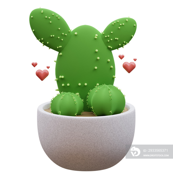 Cute Cactus 3D Illustration