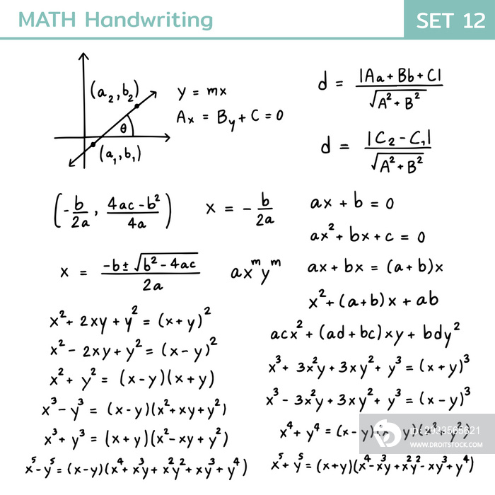 Mathematical theory and mathematical equations handwriting