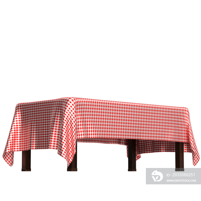 3D rendering illustration of a table with a tablecloth