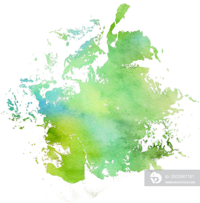 watercolor green splash and splatter abstract  clip art illustration