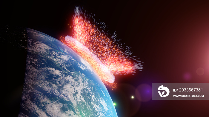 3d rendered illustration of an asteroid impacts earth